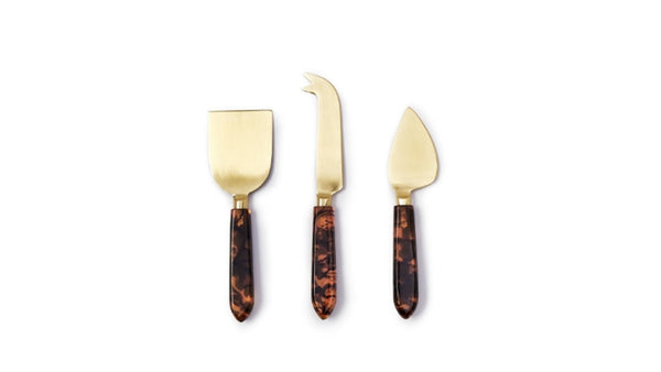 Tortoise Swirl Set of 3 Cheese Knives in Gift Box