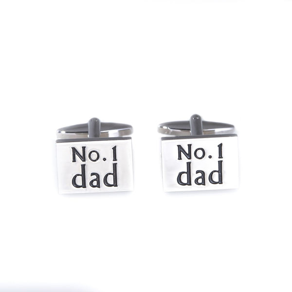 Rhodium Plated Cufflinks with # 1 Dad Design.