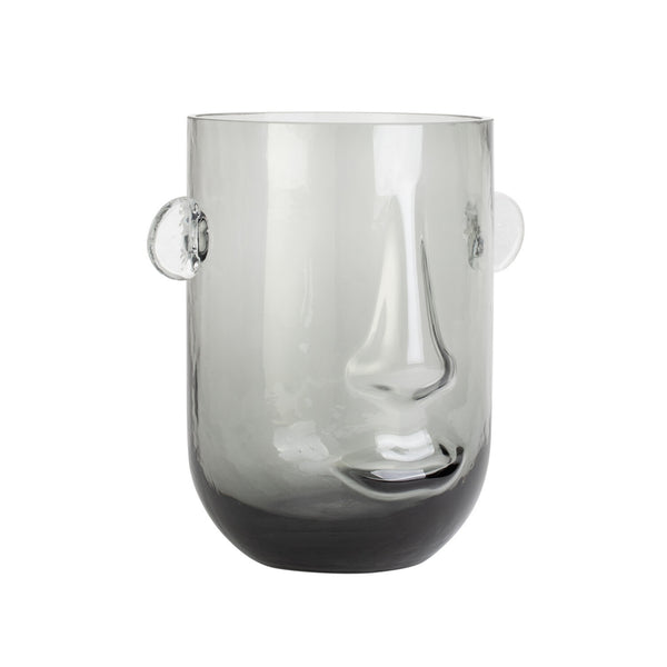 Paolo Face small  Glass Vase in Smoke Gray